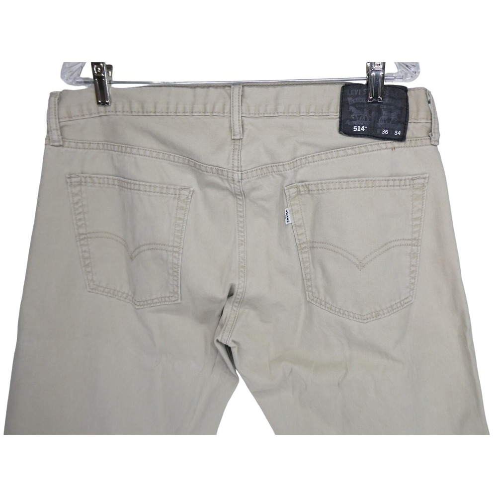 Levis 514 Beige Khaki Straight Leg Pants Jeans Mens Size 36x34 White Tag - Picture 5 of 12